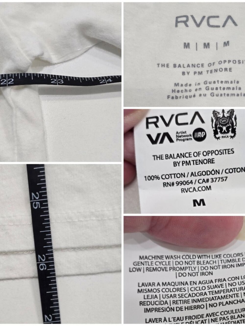 RVCA ✦ Angel Graphic Tee ✦ White Streetwear Art Print Top Casual Style M - Picture 6 of 7
